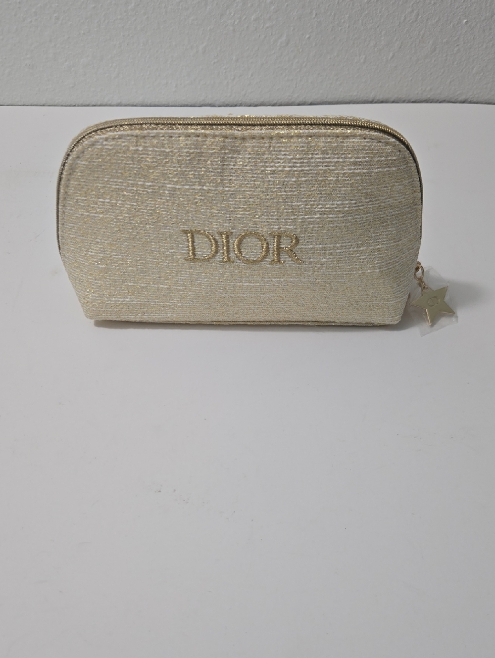 Dior Gold Metallic Cosmetic Pouch with Star Charm